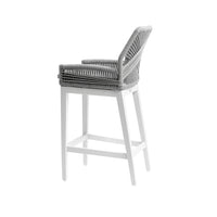 Santorini Outdoor Aluminium Square Bar Table with 4 Hugo Aluminium and Rope Bar Stool