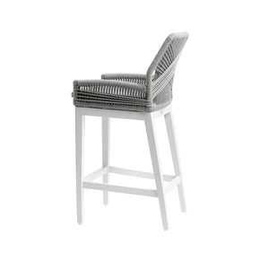 Santorini Outdoor Aluminium Square Bar Table with 4 Hugo Aluminium and Rope Bar Stool