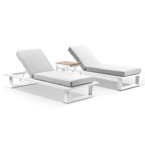 Arcadia Aluminium Sun Lounge Set with Balmoral Teak Slide Under Side Table