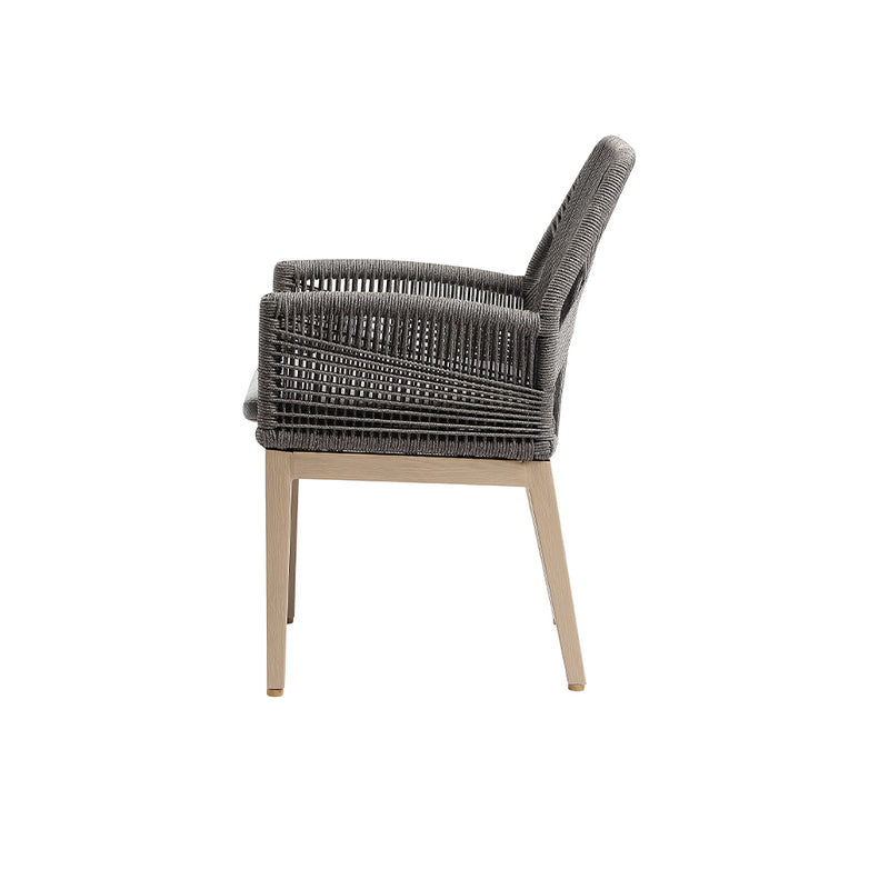 Hugo Outdoor Aluminium and Rope Dining Chair in Light Oak Timber Look