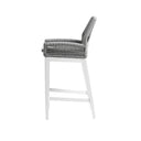 Santorini Outdoor Aluminium 1.5m Bar Table with 6 Hugo Aluminium and Rope Bar Stool