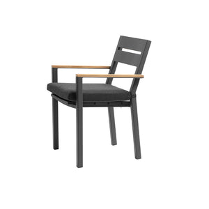 Balmoral 4 Seater Square Teak Top Aluminium Dining Table with Capri Chair