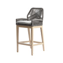 Hugo Outdoor Aluminium and Rope Bar Stool in Light Oak Timber Look