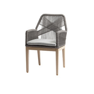 Hugo Outdoor Aluminium and Rope Dining Chair in Light Oak Timber Look