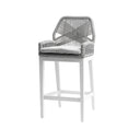 Santorini Outdoor Aluminium 1.5m Bar Table with 6 Hugo Aluminium and Rope Bar Stool