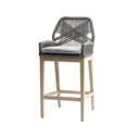 Hugo Outdoor Aluminium and Rope Bar Stool in Light Oak Timber Look