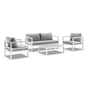 Cuba Outdoor Aluminium 2+1+1 Lounge Set with Coffee Table