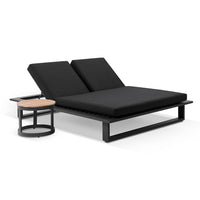 Arcadia Double Aluminium Sun Lounge in Charcoal with Round Side Table