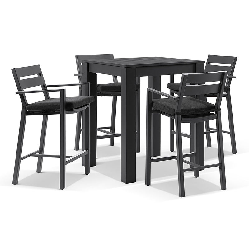 Santorini Outdoor Aluminium Square Bar Table with 4 Bar stools