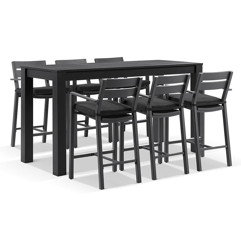 Santorini Outdoor Aluminium 2m Bar Table with 6 Bar stools