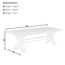 Austin Outdoor 2.2m Extension Dining Set with Light Oak Aluminium and 10 Hugo Chairs
