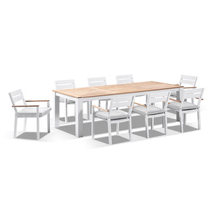 Balmoral 2.5m Teak Top Aluminium Table with 8 Capri Dining Chairs