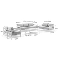 Bronte 3+2+1+1 Outdoor Aluminium Lounge Setting with Coffee Table