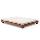 Santorini Aluminium Double Sun Lounge in Teak look with Denim/Cream Cushions