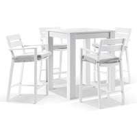 Santorini Outdoor Aluminium Square Bar Table with 4 Bar stools