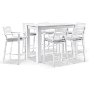 Santorini Outdoor Aluminium 1.5m Bar Table with 6 Bar stools