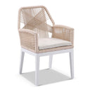 Balmoral 1.8m Outdoor Teak Top Aluminium Table with 6 Hugo Rope Chairs