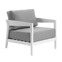 Bronte 3+2+1+1 Outdoor White Aluminium Lounge with Sunbrella Setting with Coffee Table