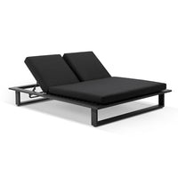 Arcadia Double Aluminium Sun Lounge in Charcoal with Round Side Table