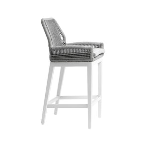 Santorini Outdoor Aluminium Square Bar Table with 4 Hugo Aluminium and Rope Bar Stool