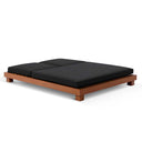 Santorini Aluminium Double Sun Lounge in Teak look with Denim/Cream Cushions