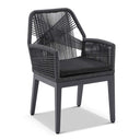 Balmoral 1.8m Outdoor Teak Top Aluminium Table with 6 Hugo Rope Chairs