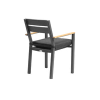 Tuscany 10 Seat with Capri chairs with Teak Arm Rests in Charcoal