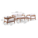 Bronte 2+1+1 Outdoor Teak Look Aluminium with Sunbrella Lounge Setting with Coffee Table