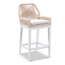 Santorini Outdoor Aluminium Square Bar Table with 2 Hugo aluminium and Rope Bar Stool