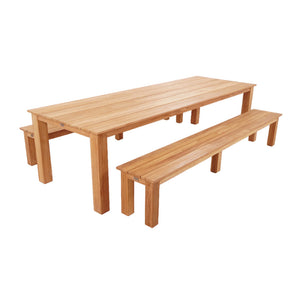 Barbados Outdoor Teak 3m Rectangle Table with 2 Bench Seats