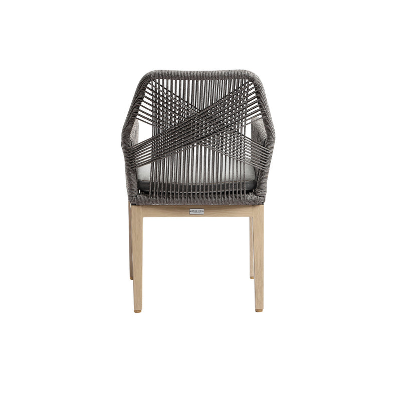 Hugo Outdoor Aluminium and Rope Dining Chair in Light Oak Timber Look