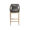 Hugo Outdoor Aluminium and Rope Bar Stool in Light Oak Timber Look