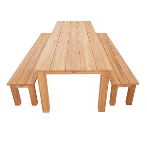 Barbados Outdoor Teak 3m Rectangle Table with 2 Bench Seats