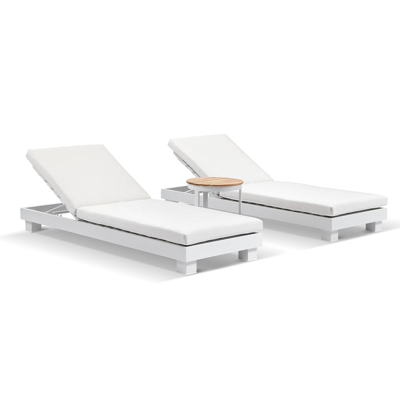 Santorini Aluminium Sun Lounge Set w/ Round Table in White