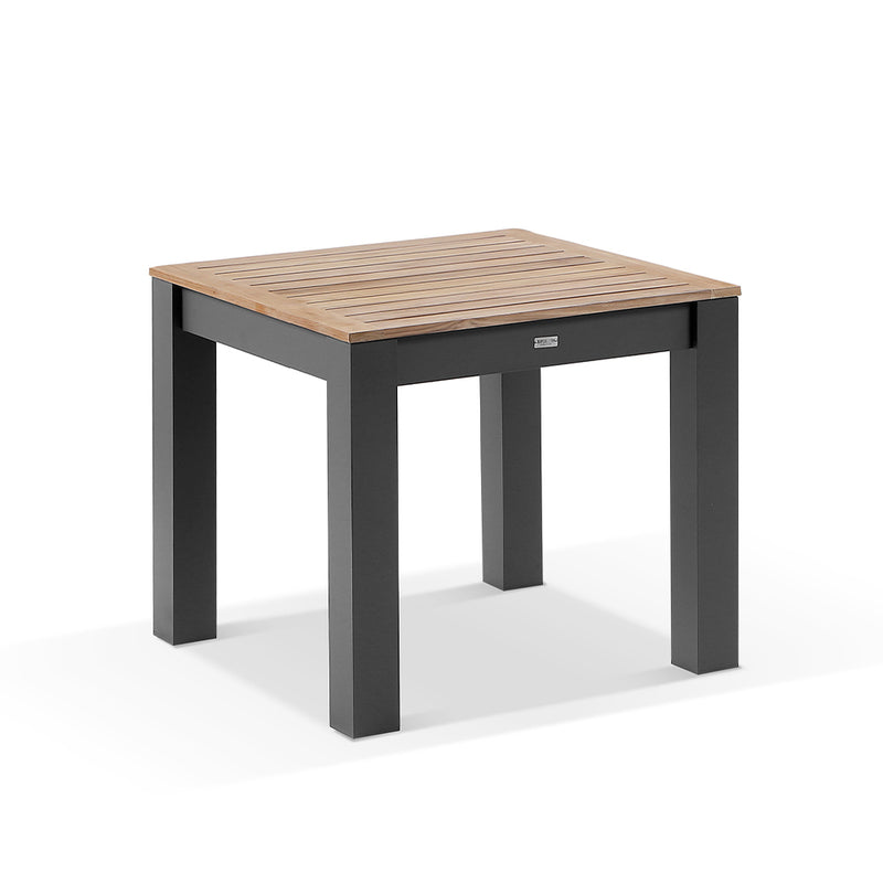 Balmoral 4 Seater Square Teak Top Aluminium Dining Table with Capri Chair