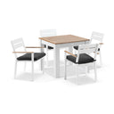 Balmoral 4 Seater Square Teak Top Aluminium Dining Table with Capri Chair