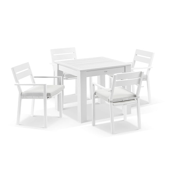 Santorini Outdoor 4 Seater Square Aluminium Dining Table with Santorini Chairs