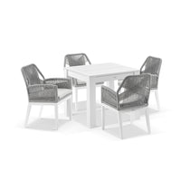 Santorini Outdoor 4 Seater Square Aluminium Dining Table with Hugo Rope Chairs