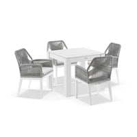 Hugo Outdoor 4 Seater Square Ceramic and Aluminium Dining Table with Hugo Rope Dining Chairs