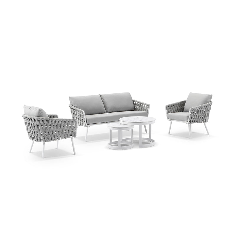 Lismore 2+1+1 Seater Outdoor Aluminium and Rope Lounge Set