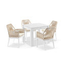 Hugo Outdoor 4 Seater Square Ceramic and Aluminium Dining Table with Hugo Rope Dining Chairs