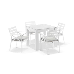 Hugo Outdoor 4 Seater Square Ceramic and Aluminium Dining Table with Kansas Chairs