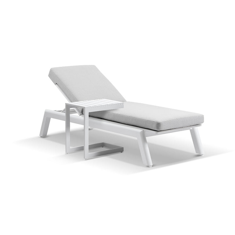 Bondi Outdoor Aluminium Sun lounge with Santorini Slide Under Side Table