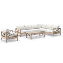 Kansas Package D - Outdoor Aluminium Corner Modular Lounge Set with Arm Chair and Coffee Table in Light Oak Timber Look