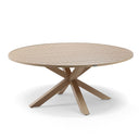 Houston Outdoor 1.8m Round Dining Table in Light Oak Timber Look Aluminium