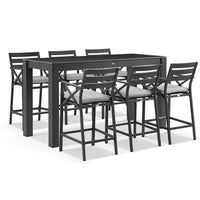 Hugo Outdoor Ceramic 2m Rectangle Aluminium Bar Table with 6 x Kansas Bar Stools