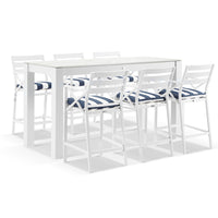 Hugo Outdoor Ceramic 2m Rectangle Aluminium Bar Table with 6 x Kansas Bar Stools