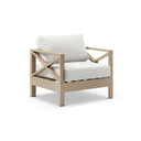 Kansas Package D - Outdoor Aluminium Corner Modular Lounge Set with Arm Chair and Coffee Table in Light Oak Timber Look