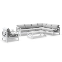 Kansas Package D - Outdoor Aluminium Corner Modular Lounge Set with Arm Chair and Coffee Table