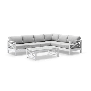 Kansas Package D - Outdoor Aluminium Corner Modular Lounge Set with Arm Chair and Coffee Table